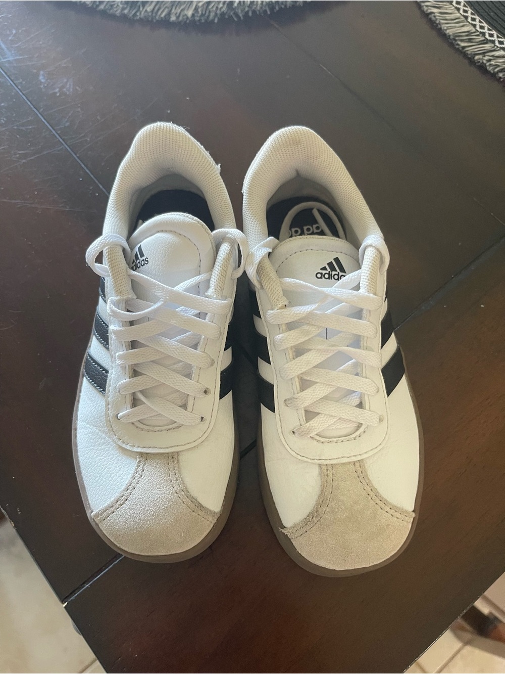 Kids adidas White Sneakers with Black Accents